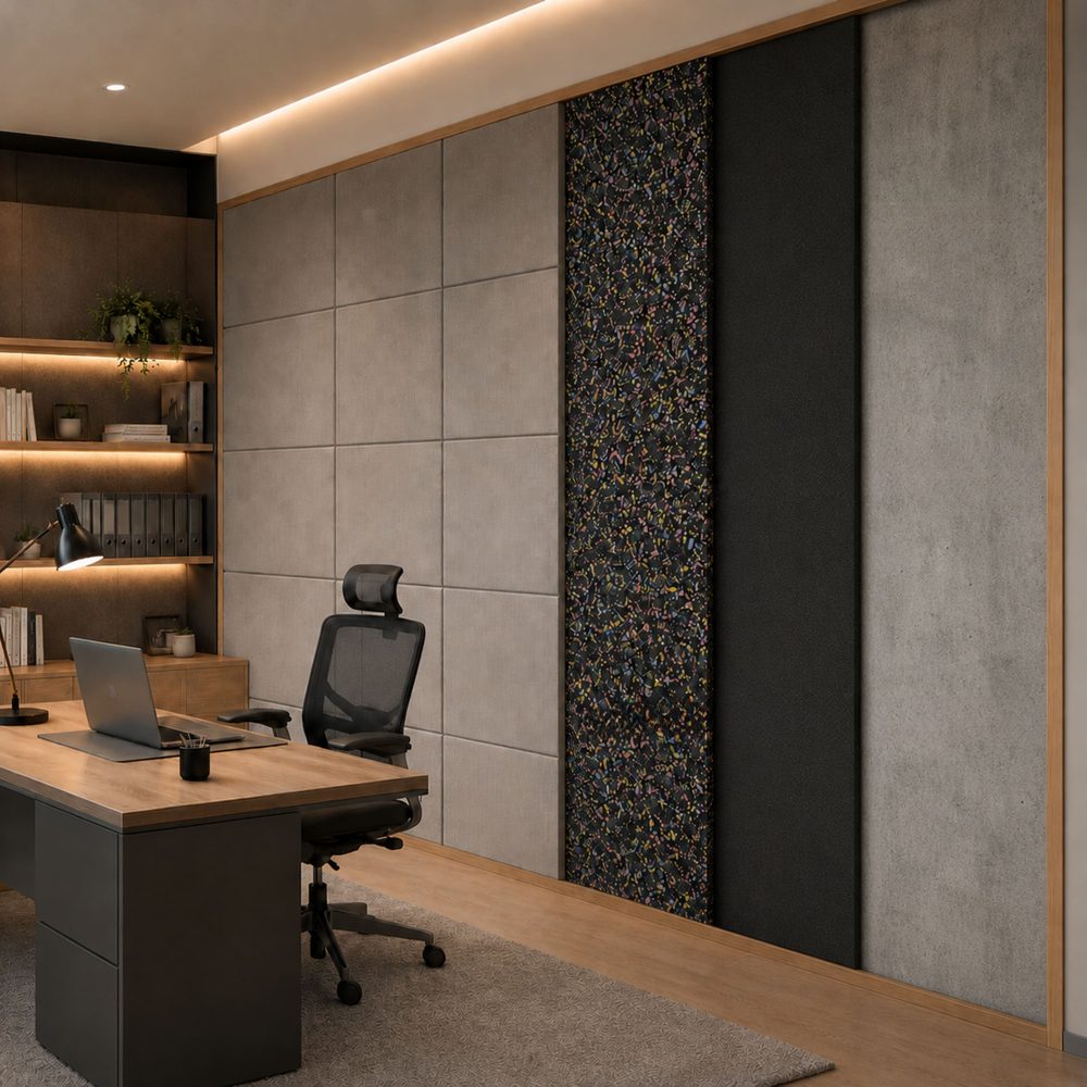 Private office with SoundBlanket isolation behind acoustic wall panels
