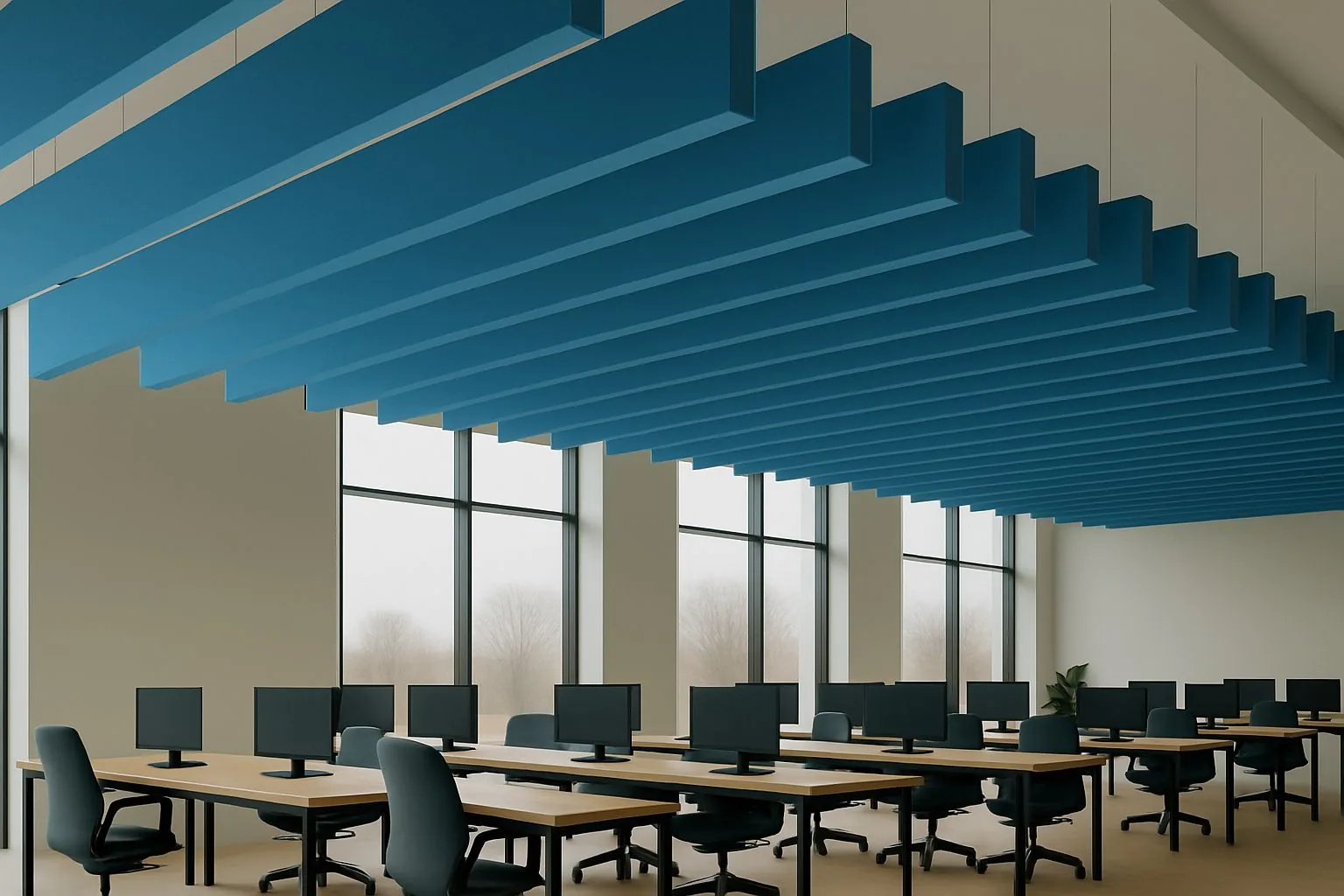 Linear hanging acoustic baffles