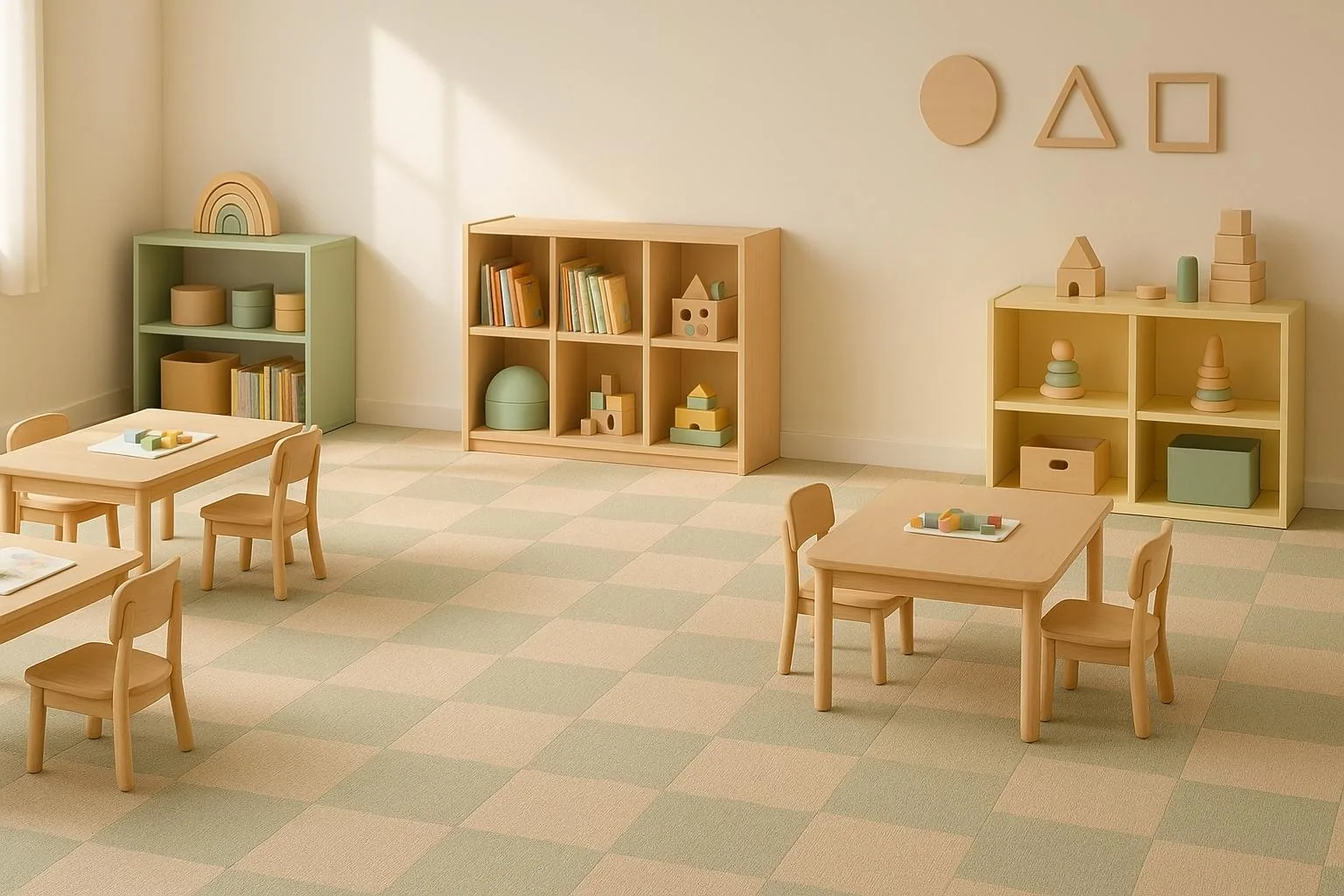 Soft acoustic carpet in kids room