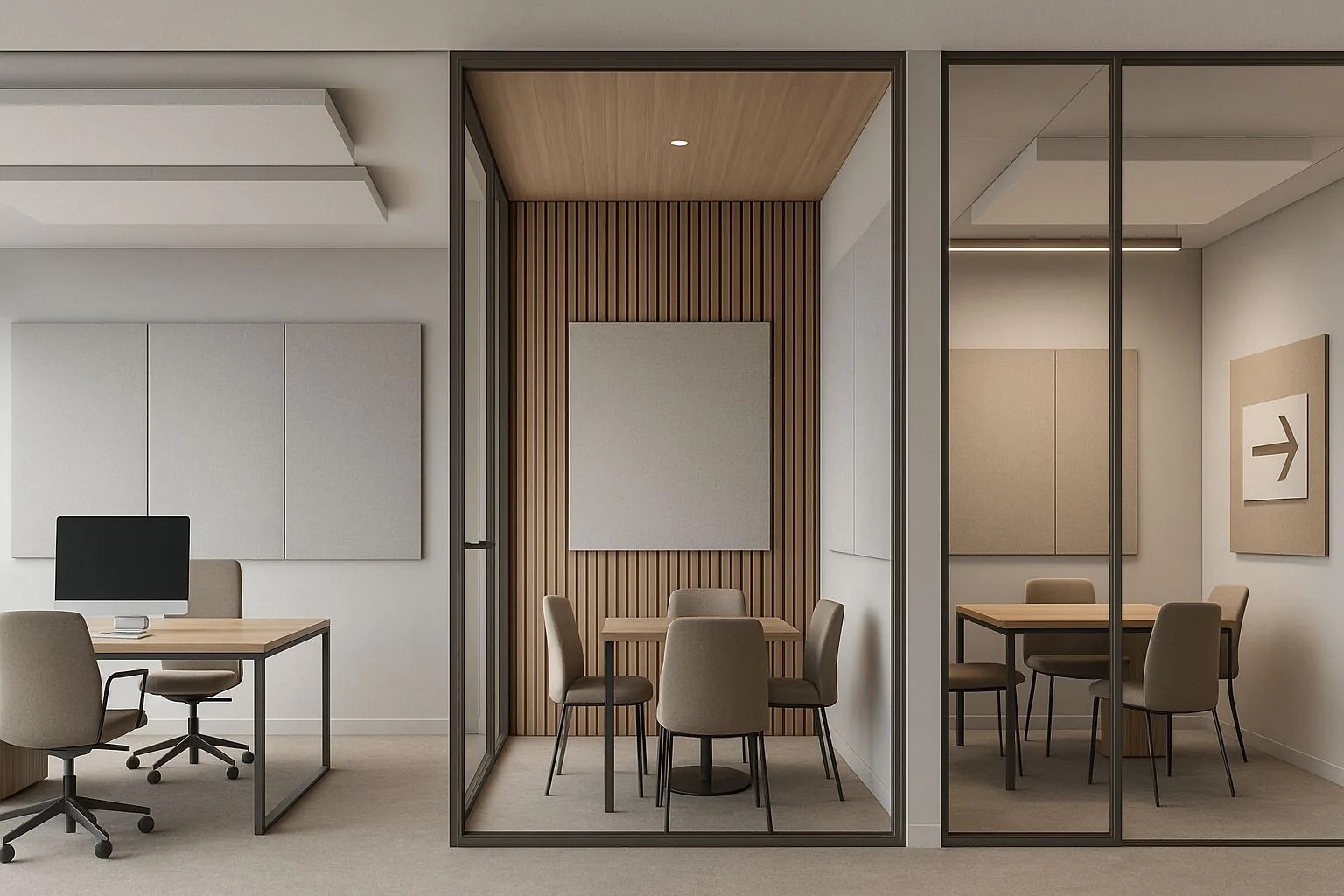 Acoustic wall panels in office
