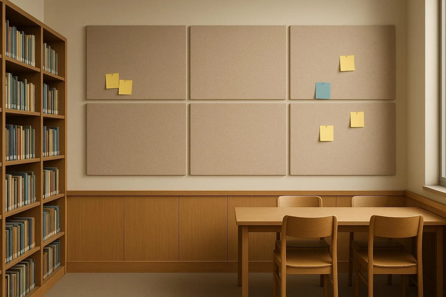 Library with felt acoustic panels