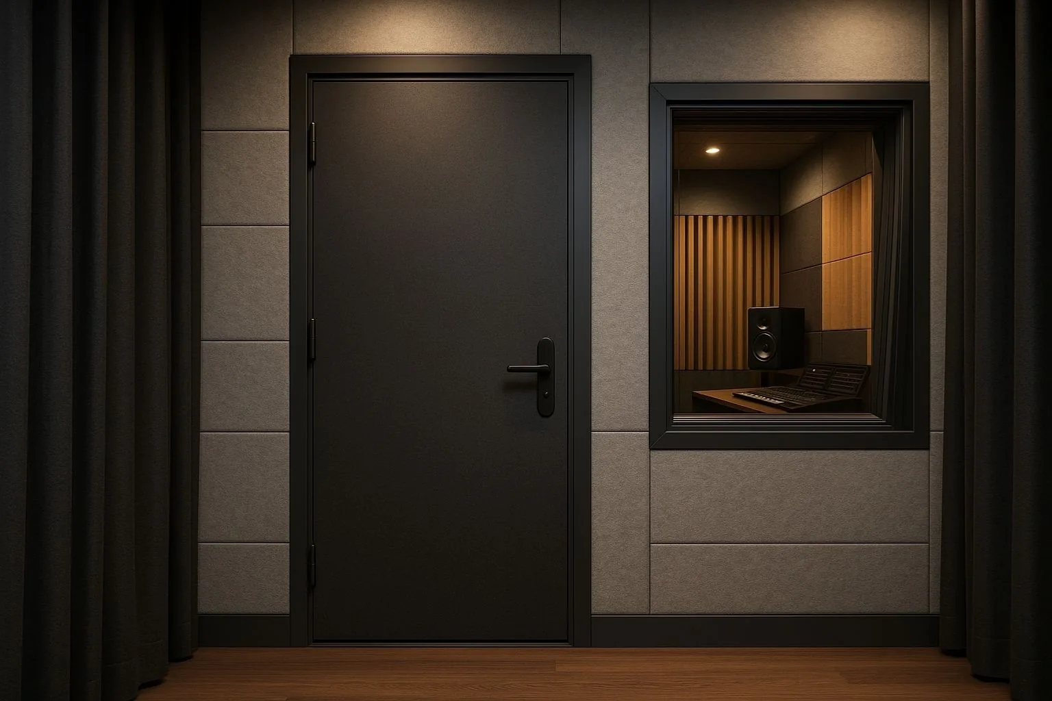 Studio door and control room window