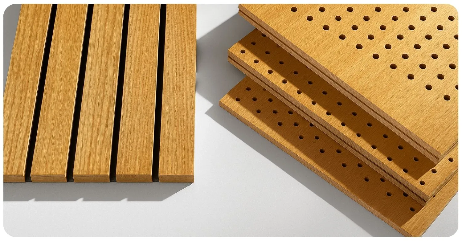 Acoustic wooden slat panels