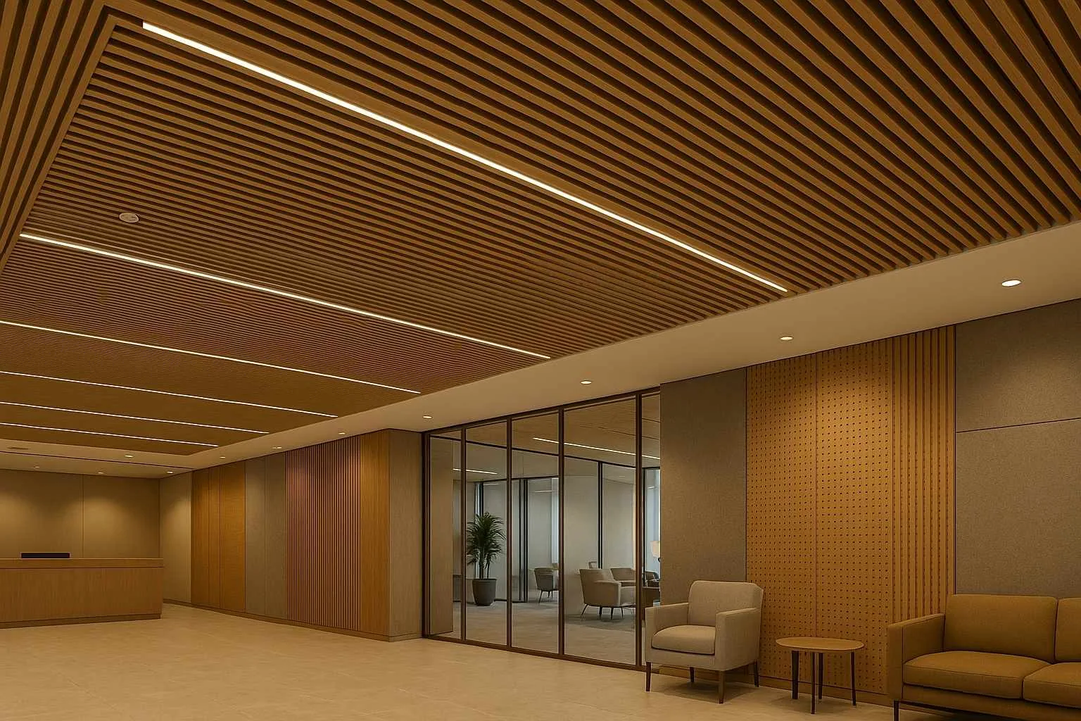 Wooden acoustic ceiling